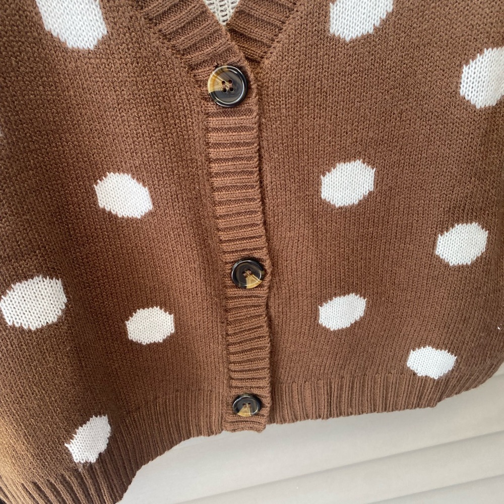 🌈 Blu Pepper Button Up Polka Dot Cardigan Sweater - Women’s Size L - Picture 4 of 8